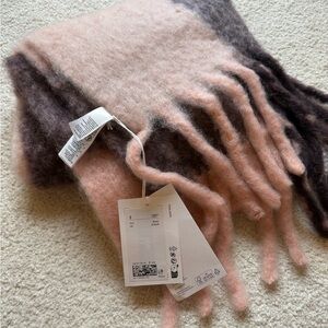 COS Pink and Brown Wool Scarf